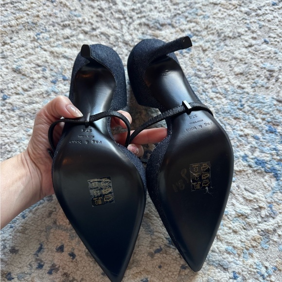 Rag & Bone Raw Denim D'Orsay Heels with Leather Strap. NEW - Picture 6 of 7